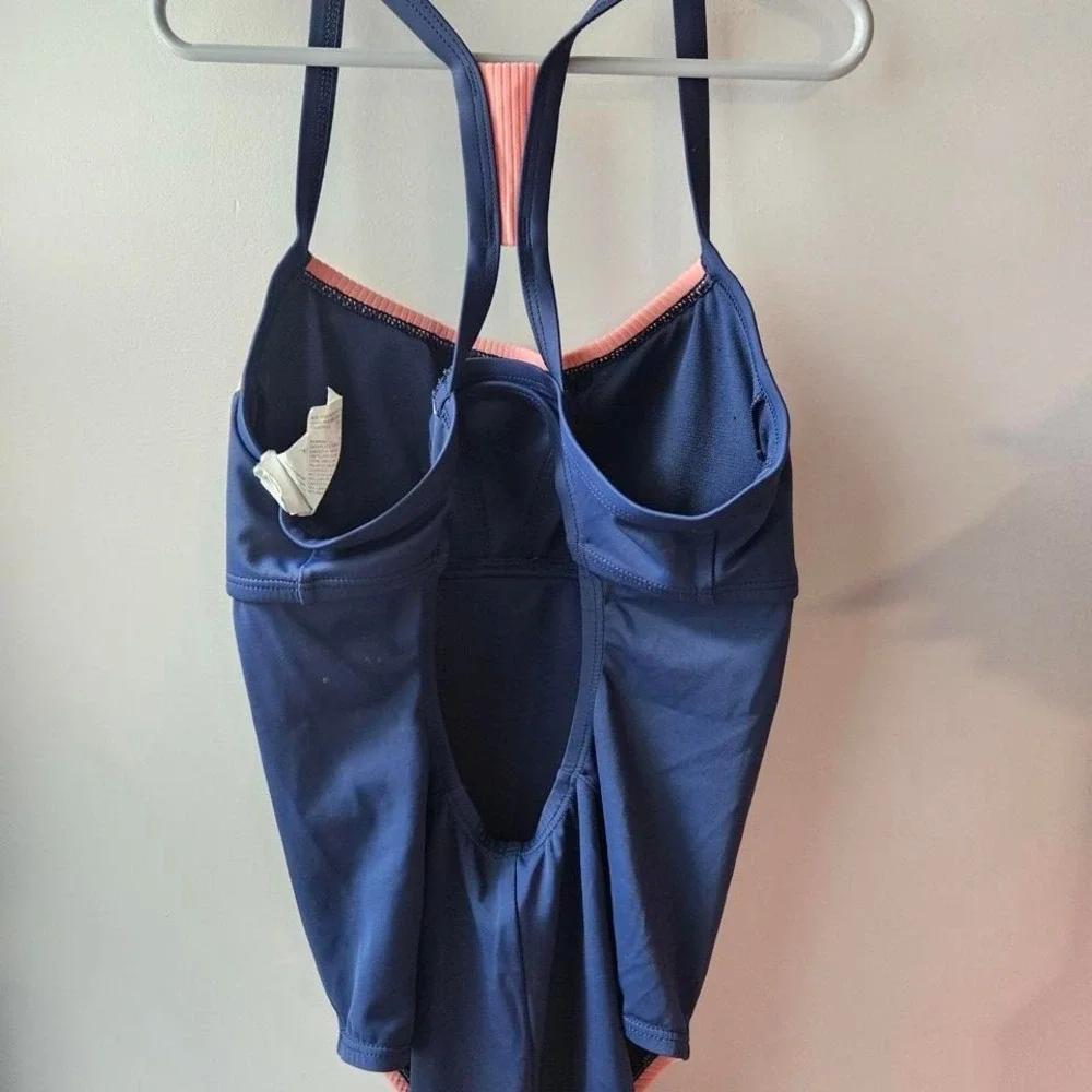 Nike swimsuit Pink/ Navy blue open back Raceback‎ trendy sz small